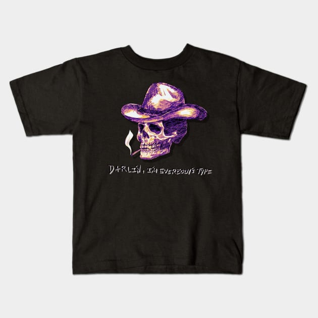 VampDoc Skull - Everybody’s Type - Purple Kids T-Shirt by PurgatoryArchaeologicalSurvey